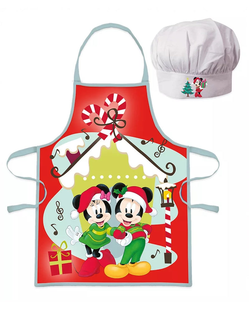 Disney Mickey Minnie Mouse Children's Cooking Apron Christmas Unisex Kindergarten X-Mas Baking Set