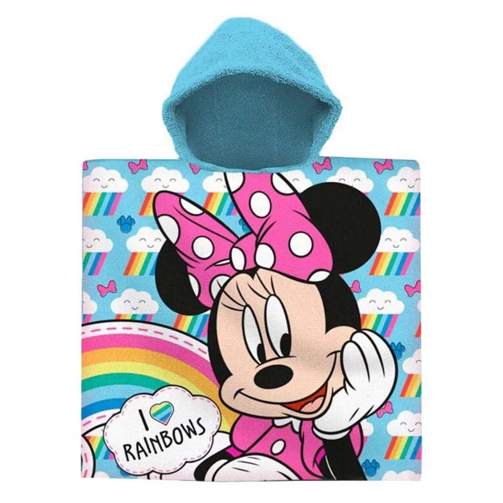 Disney Minnie Mouse Hooded Poncho Kids Bath Towel Cotton Bathrobe Beach Towel