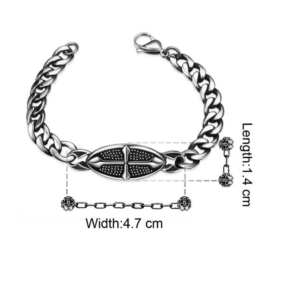 Massives Edelstahl Herren Armband Ritter Kreuz Biker Panzerkette 22cm