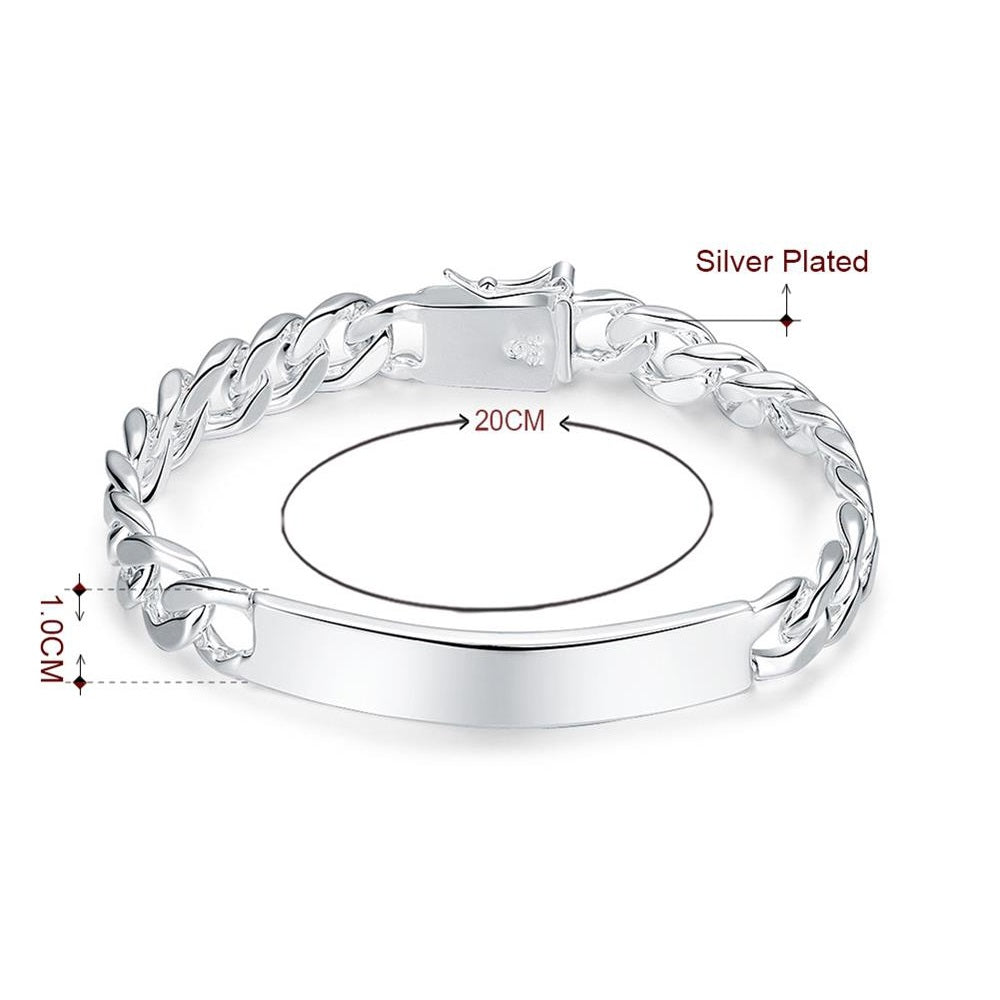 10mm curb chain bracelet braided gift engraving silver Ø 60mm