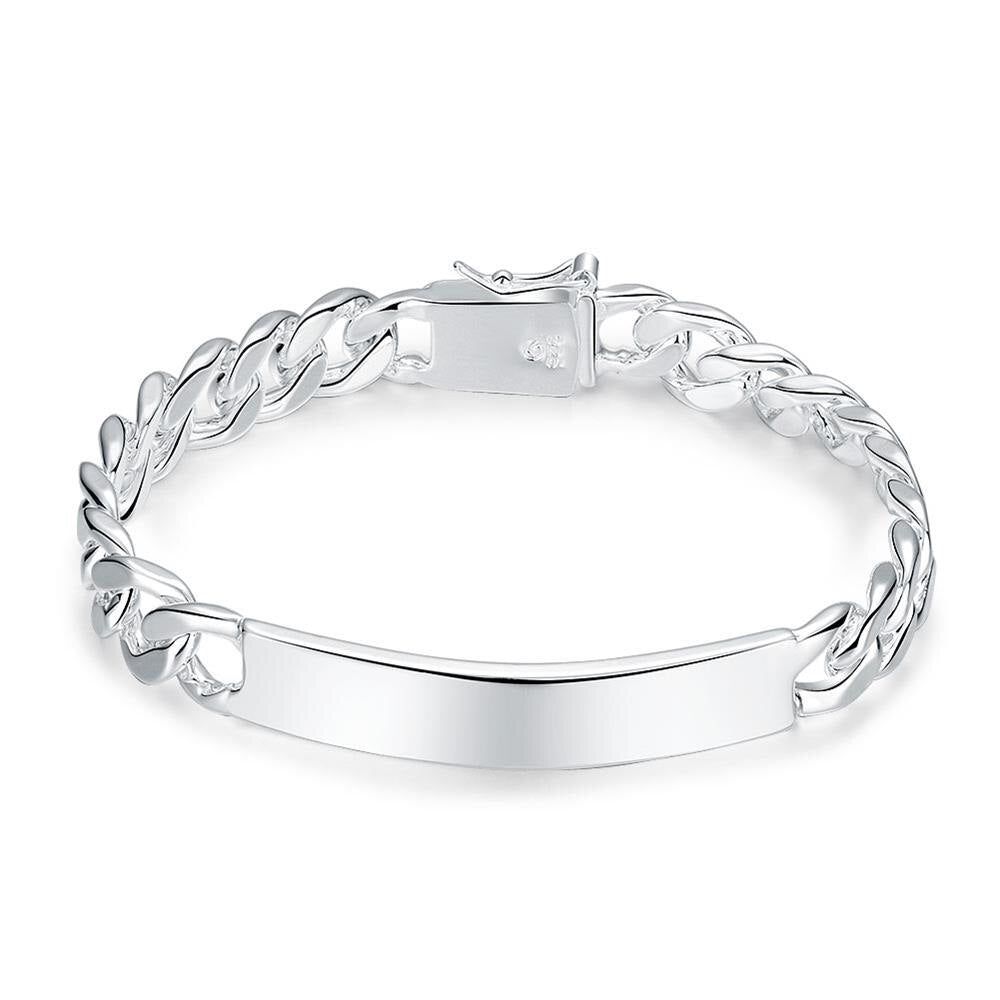 10mm curb chain bracelet braided gift engraving silver Ø 60mm