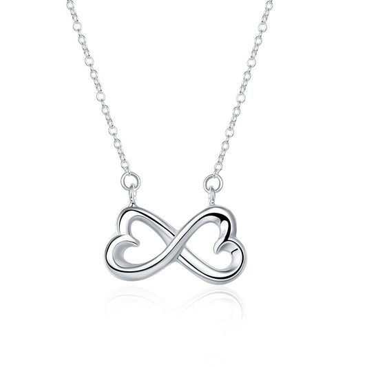 Double Heart Infinity Necklace Fashion Jewelry Pendant Silver Ø 24mm