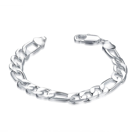 Men's bracelet curb chain jewelry gift silver 21cm