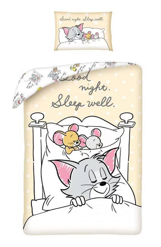 Tom & Jerry Kids Bettwäsche Set Kinder Bettbezug Beige Wendebettwäsche 100×135cm