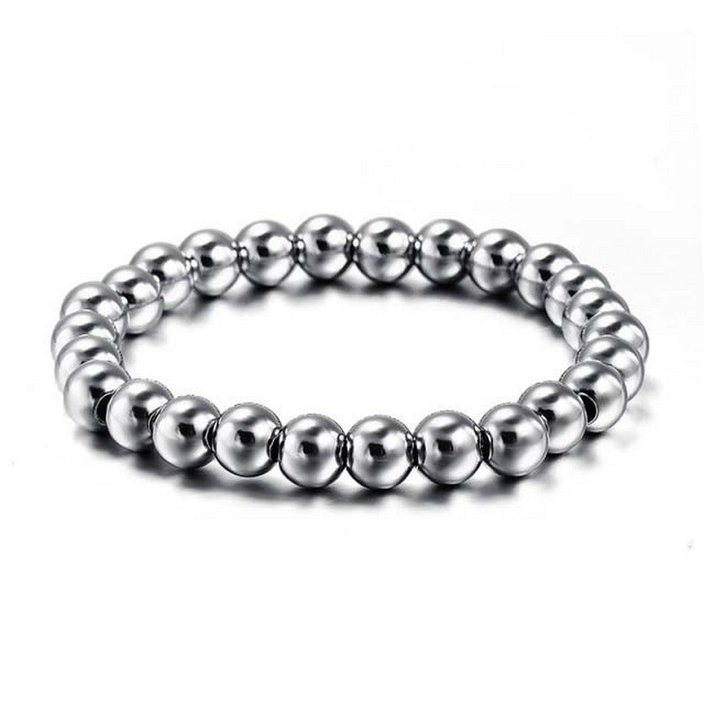 Unisex Beaded Bracelet Glass Matt Black Various Balls 20cm