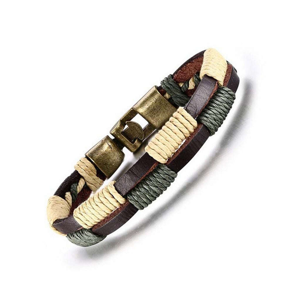 Unisex Echt Leder Armband Braun Grün Surfer Syle Schmuck 22cm