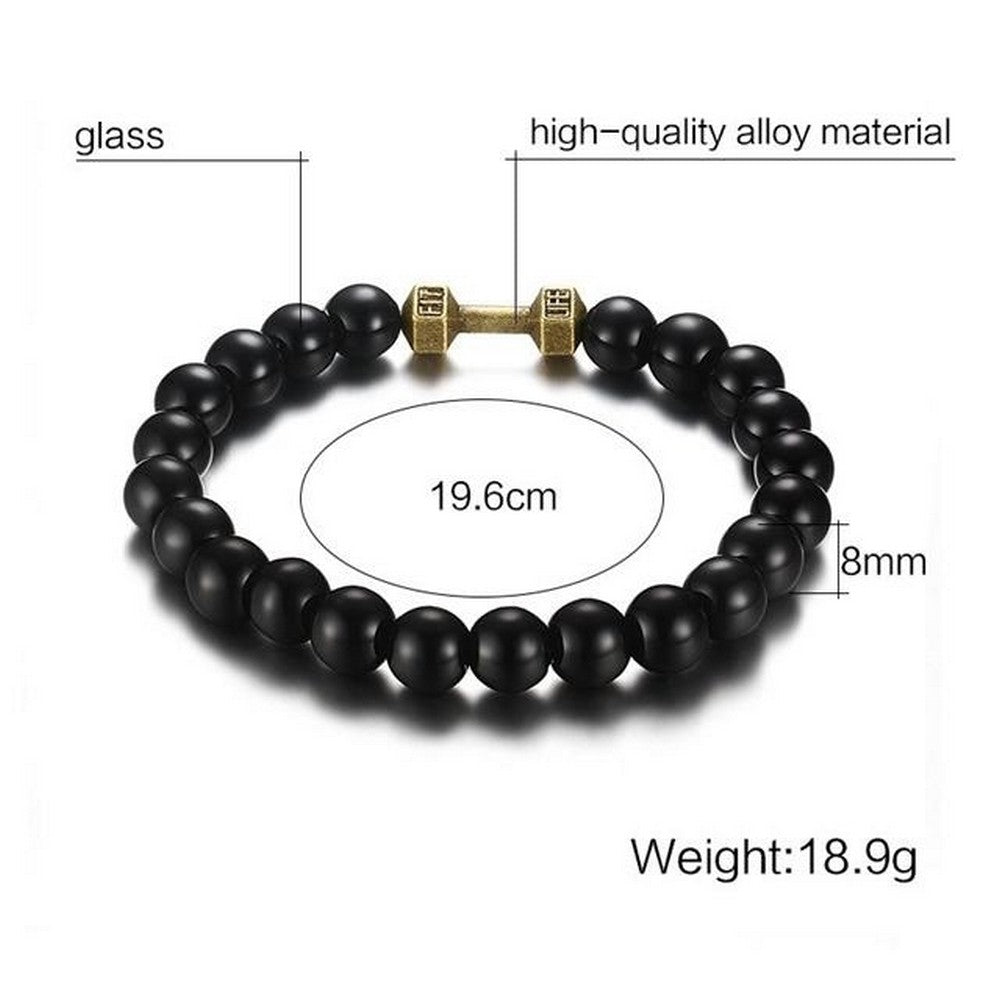 Unisex Beaded Bracelet Glass Matt Black Various Balls 20cm