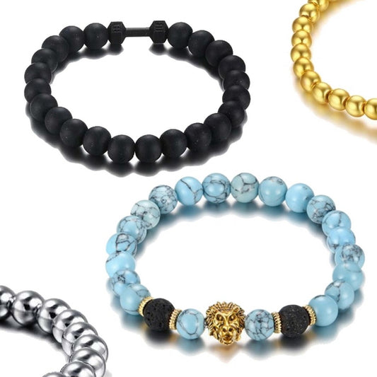 Unisex Beaded Bracelet Glass Matt Black Various Balls 20cm