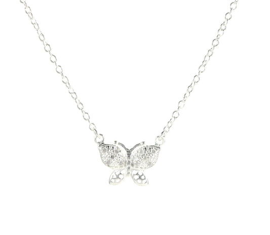 Silver ladies necklace butterfly pendant gift ideas Ø 20mm