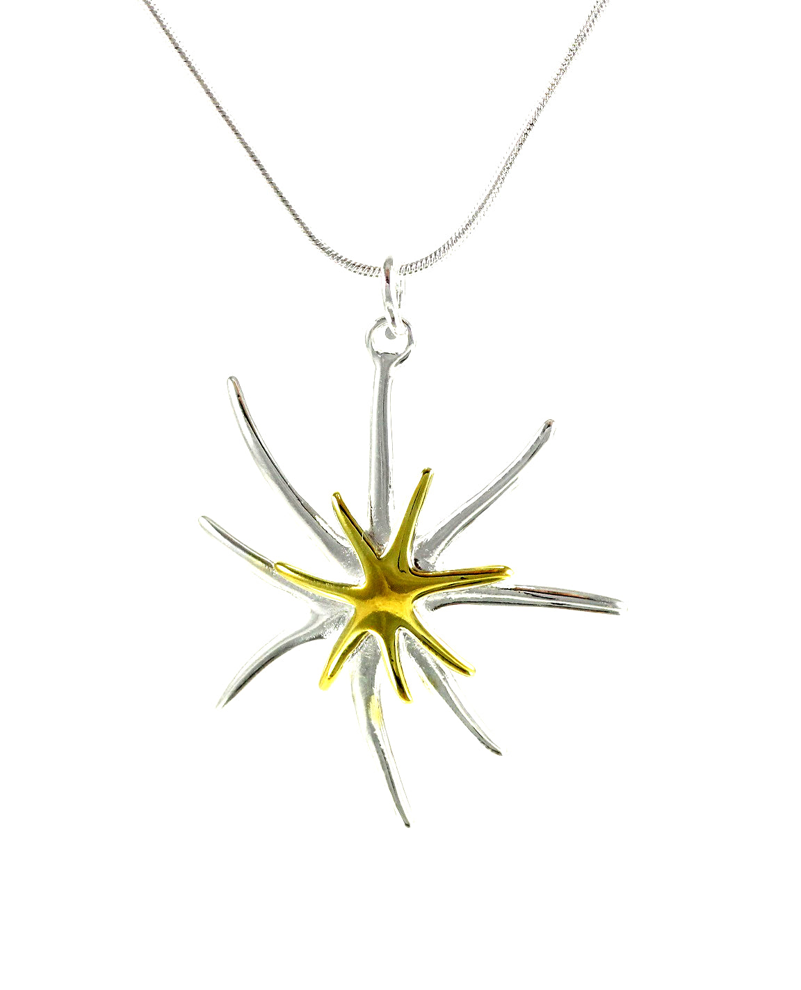 Fashion ladies necklace double star pendant silver-plated luxury zirconia Ø 45mm