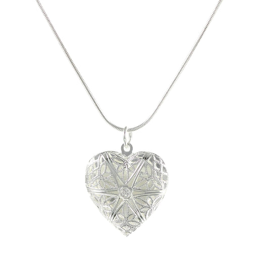 Necklace Heart Locket Ladies Photo Gift Pendant Silver Plated Ø 25mm