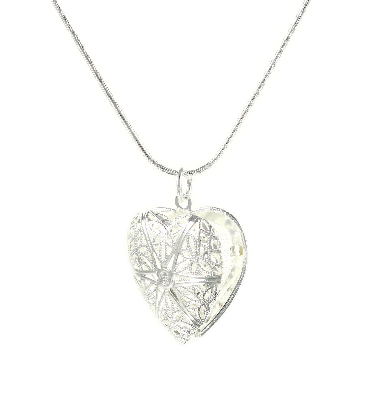 Necklace Heart Locket Ladies Photo Gift Pendant Silver Plated Ø 25mm