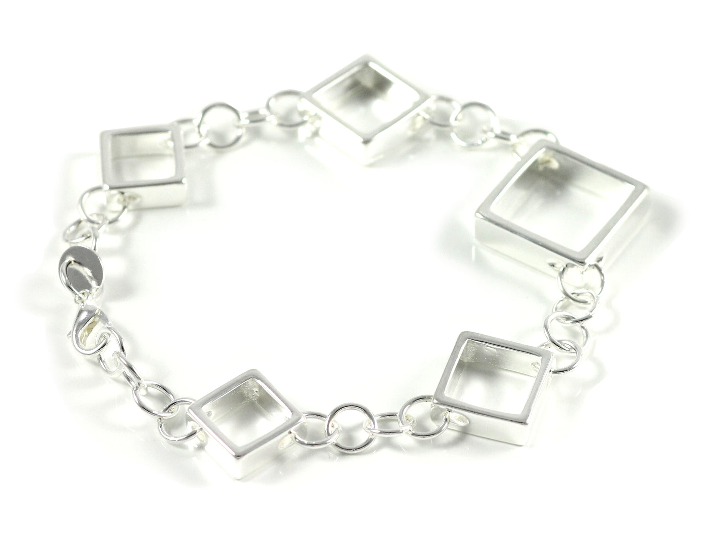 Luxus Damen Armband Kette Schmuck Armreif Bettelarmband Versilbert Ø 60mm