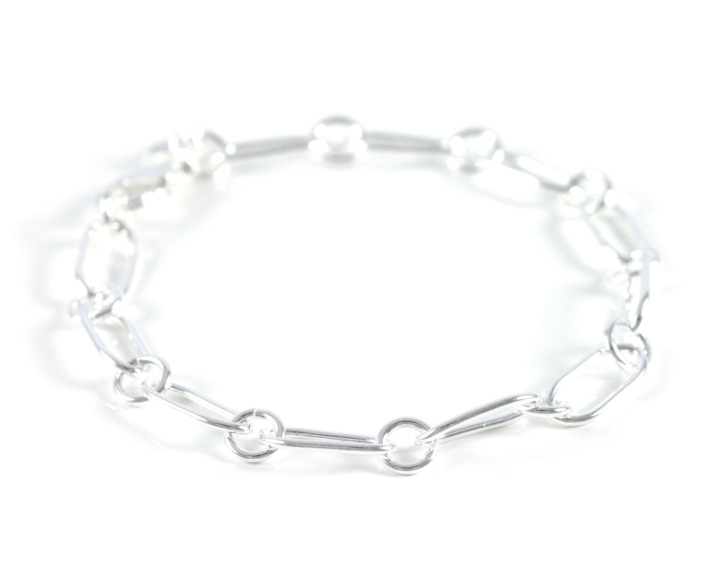 Damen Kinder Armband Versilbert Dünn Armreifen Kette Ø 7mm