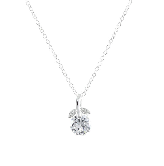 Silver flower necklace ladies zirconia gift pendant Ø 18mm