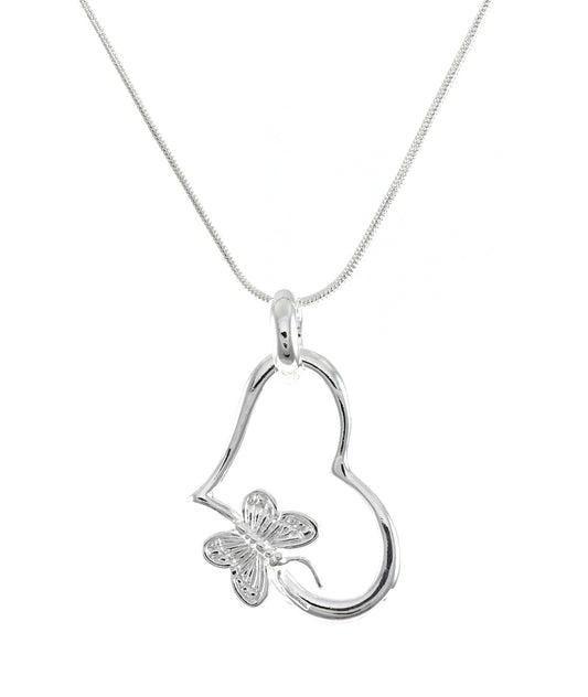 Solid necklace heart + fairy ladies gift silver pendant Ø 31mm