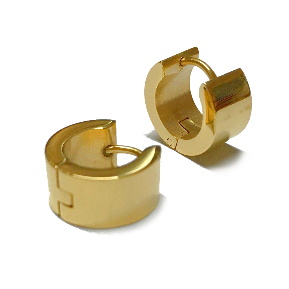 1 Paar Creolen Ohrringe Schwarz Gold Silber Edelstahl Herren Ø13mm