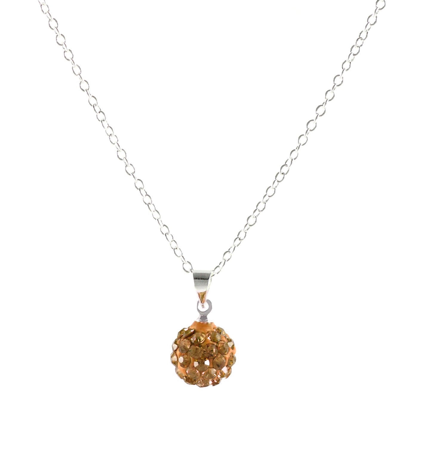 Women's gift set beige zirconia ball necklaces rhinestone Oktoberfest pendant silver Ø 10mm