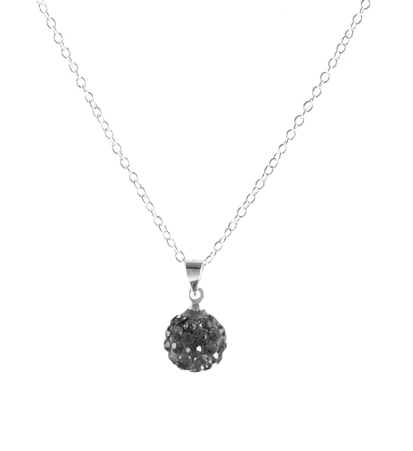 Women's Zirconia Ball Necklaces Black White Rhinestone Oktoberfest Gift Set Pendant Silver Ø 10mm