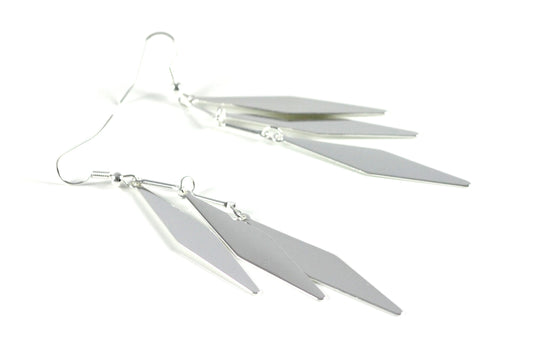 1 pair of earrings silver-plated 3 rows hanging fashion jewelry