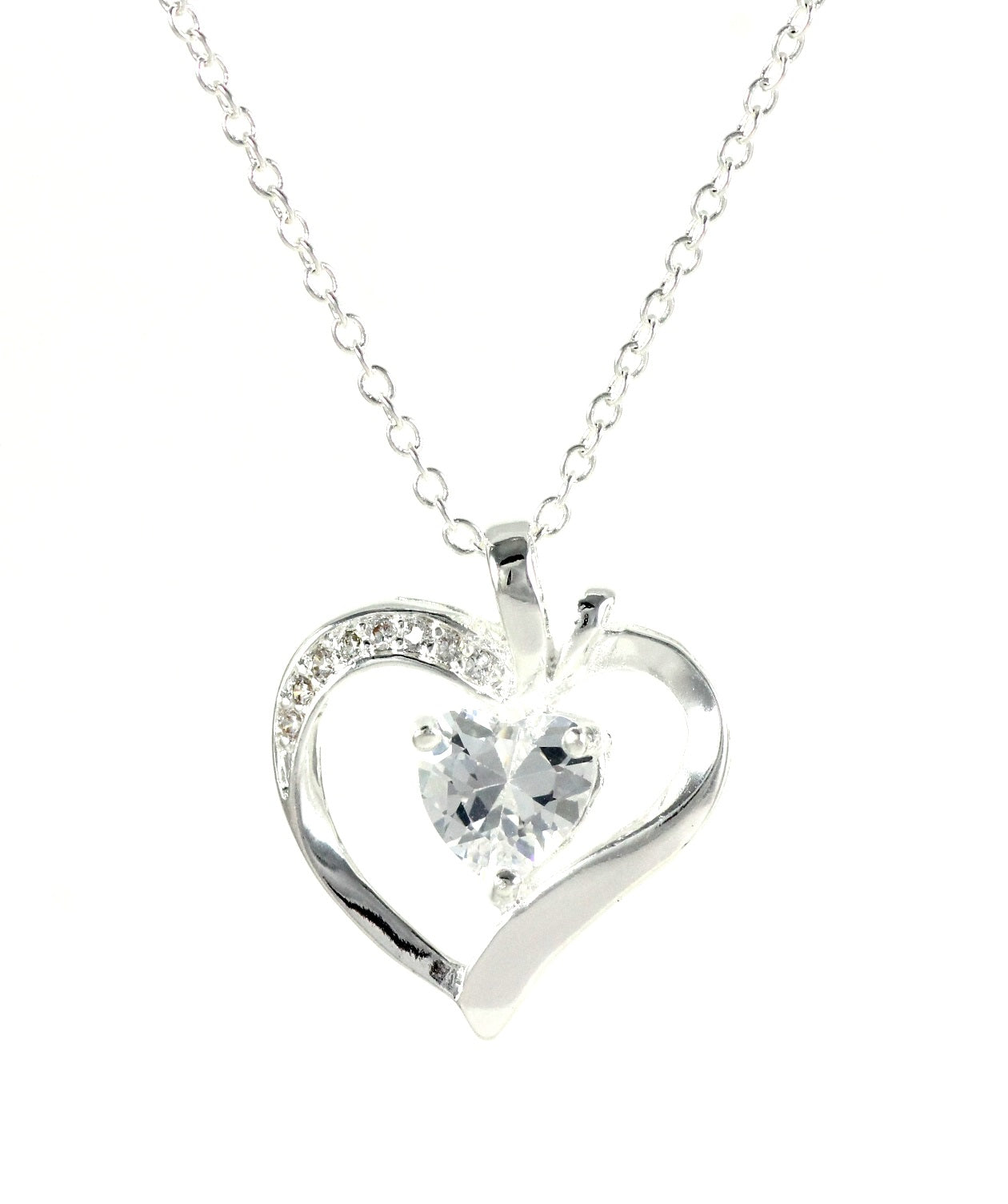 Women's necklace apple heart love zirconia pendant gift silver Ø 25mm