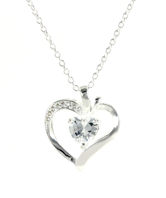 Women's necklace apple heart love zirconia pendant gift silver Ø 25mm