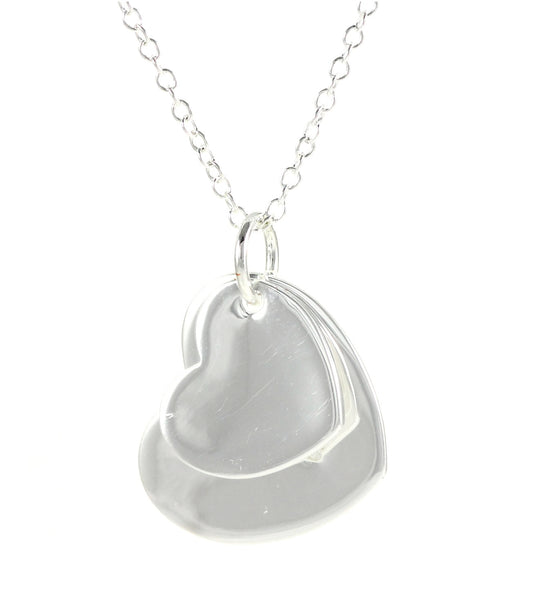 Silver double heart ladies necklace gift engraving pendant Ø 24 mm