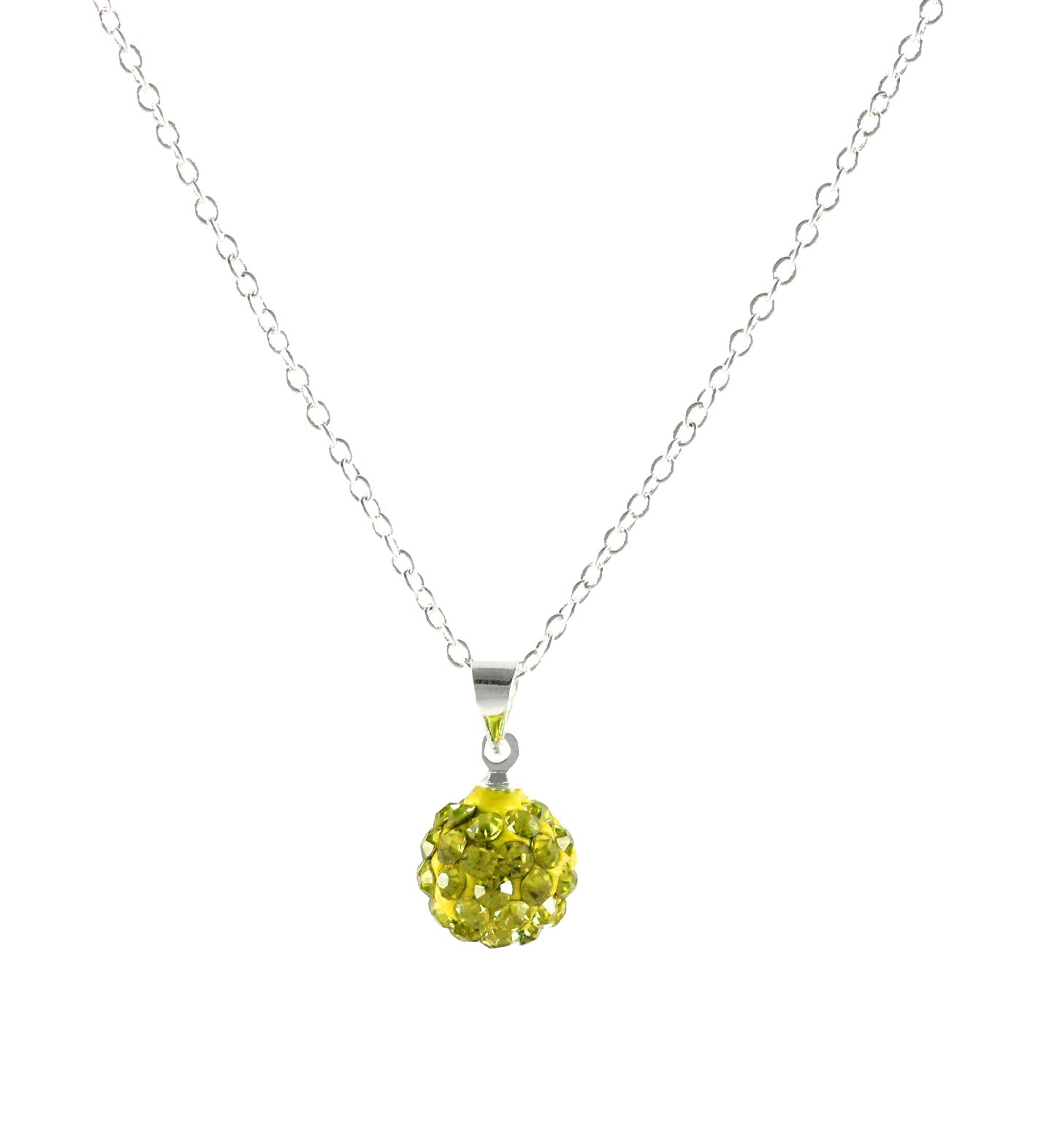 Women's Zirconia Ball Yellow Necklaces Rhinestone Oktoberfest Gift Set Pendant Silver Ø 10mm