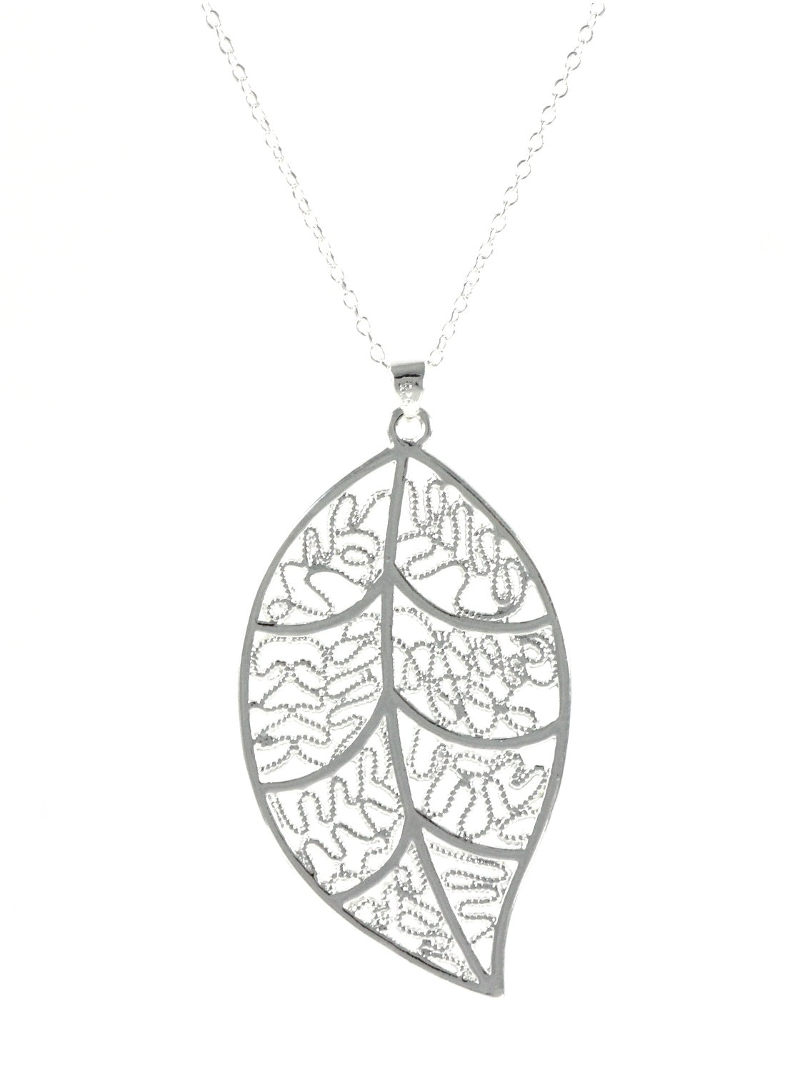 Women's tree leaf flower necklace with pendant silver gift set Ø 57mm