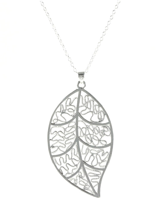 Women's tree leaf flower necklace with pendant silver gift set Ø 57mm