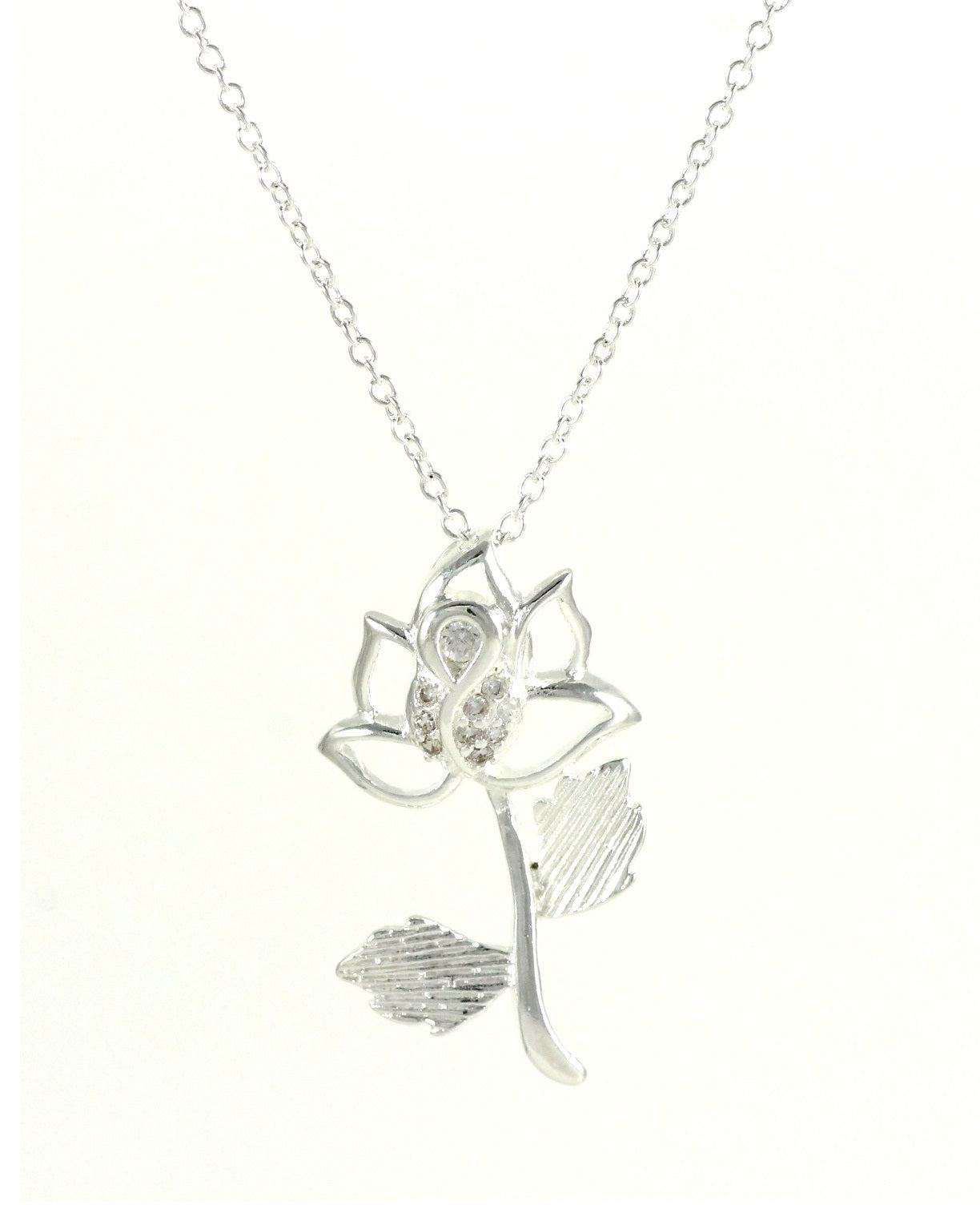 Ladies necklace flower zirconia rhinestone pendant gift ideas silver Ø 32mm
