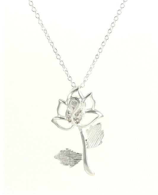 Ladies necklace flower zirconia rhinestone pendant gift ideas silver Ø 32mm