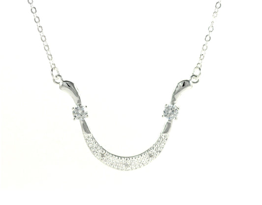 Ladies' necklace silver plated necklace U-cut rhinestone pendant Ø 48mm
