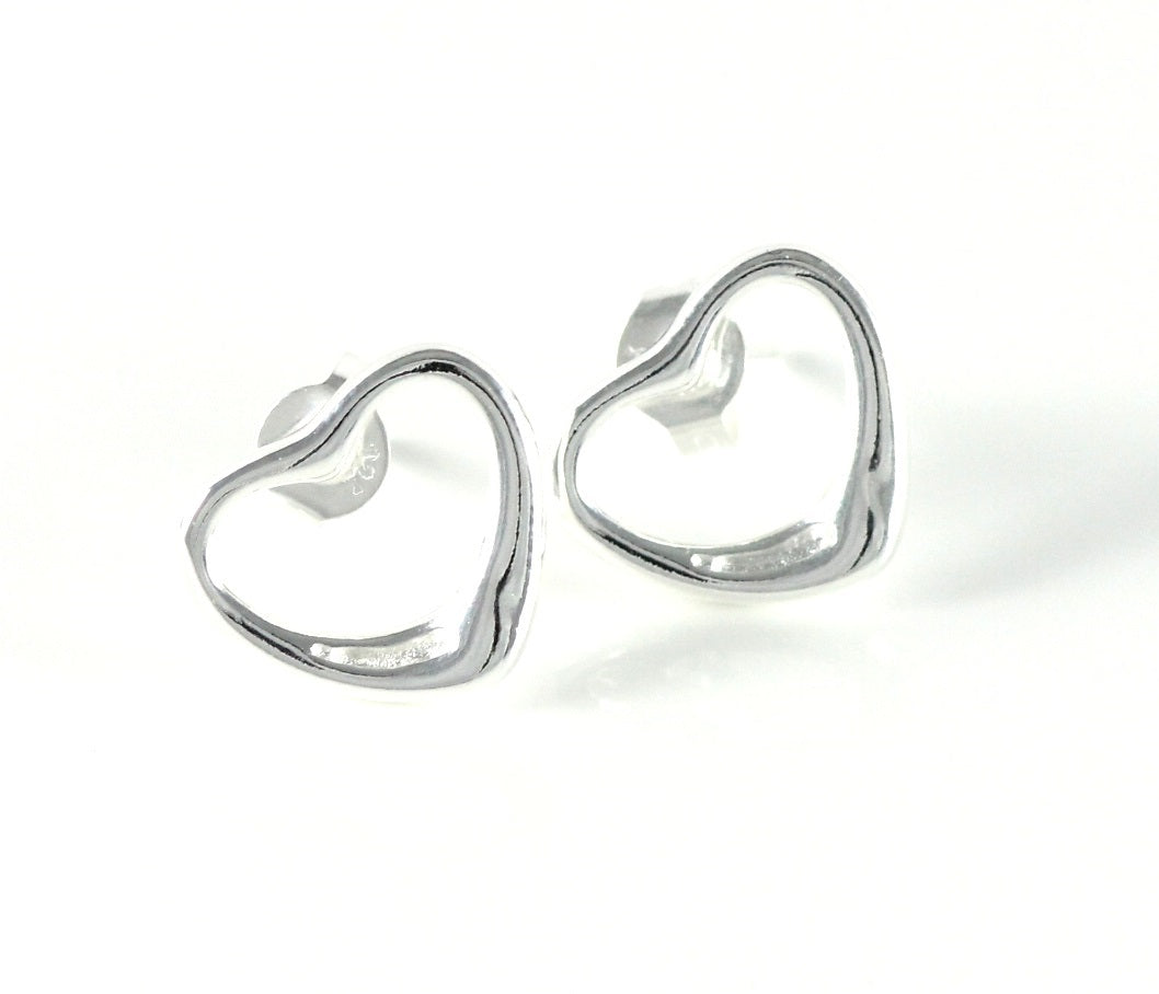 Heart silver ladies stud earrings zirconia gift jewelry earrings Ø 13mm