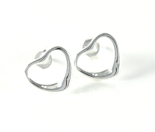 Heart silver ladies stud earrings zirconia gift jewelry earrings Ø 13mm