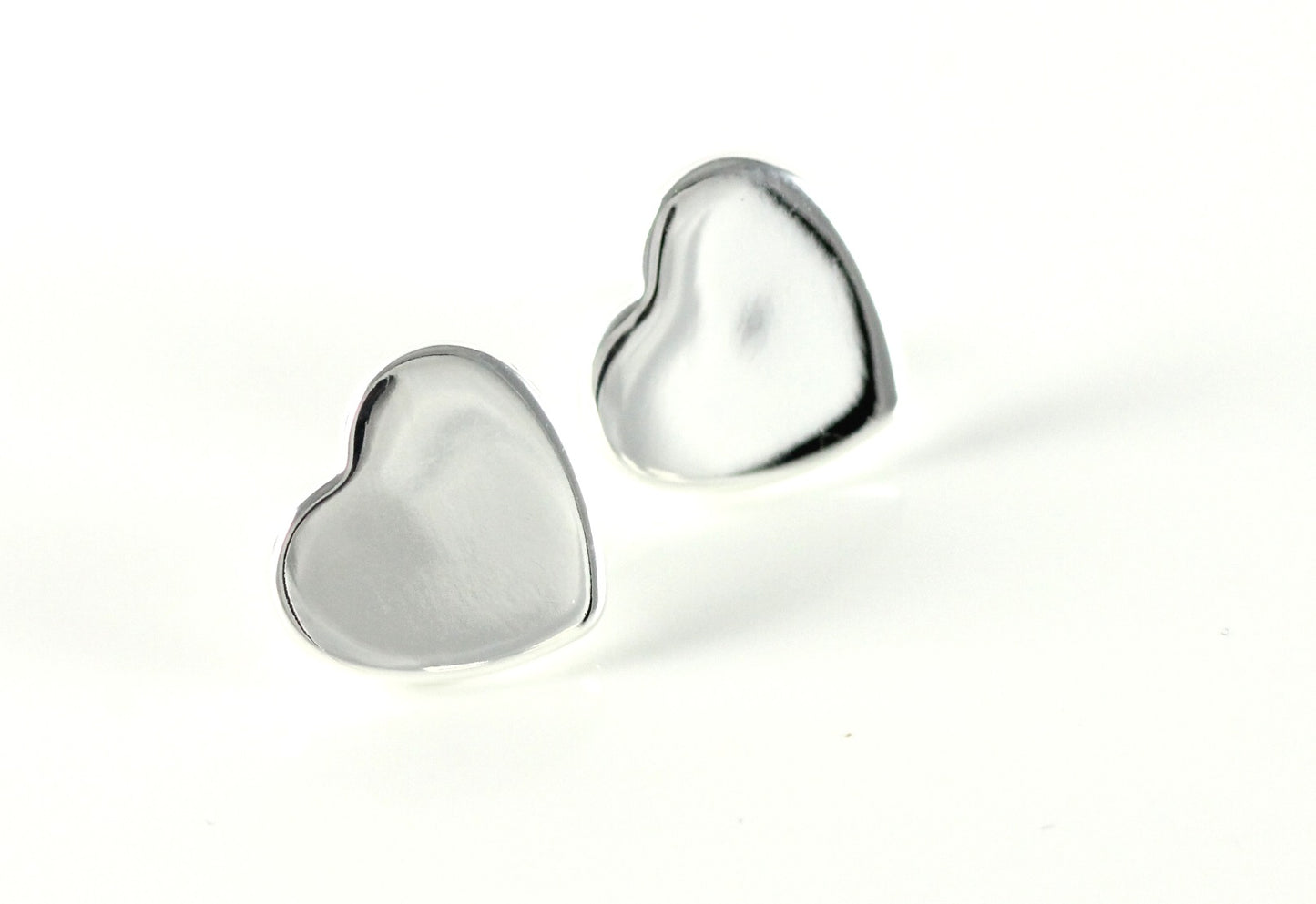 Silber Herzchen Ohrstecker Glänzende Damen Ohrringe Geschenk Schmuck Ø 15mm