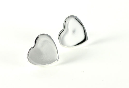 Silver Heart Stud Earrings Shiny Women's Earrings Gift Jewelry Ø 15mm