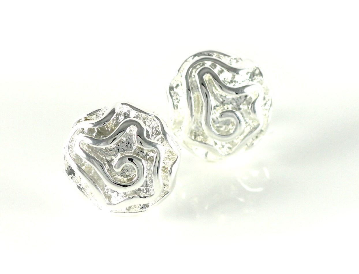 Seerosen Ohrstecker Muschel Damen Geschenk Schmuck Ohrringe Silber Ø 13mm