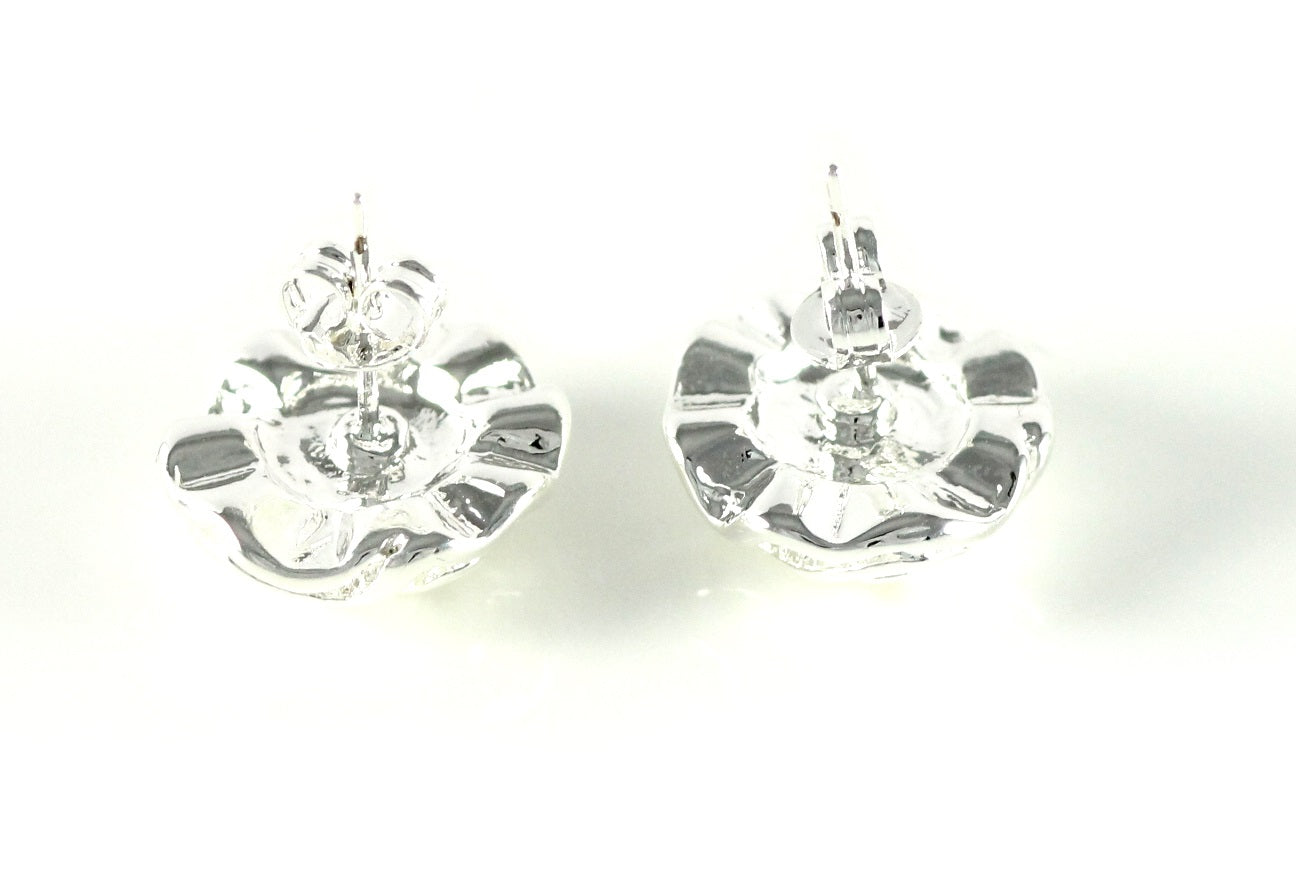 Seerosen Ohrstecker Muschel Damen Geschenk Schmuck Ohrringe Silber Ø 13mm