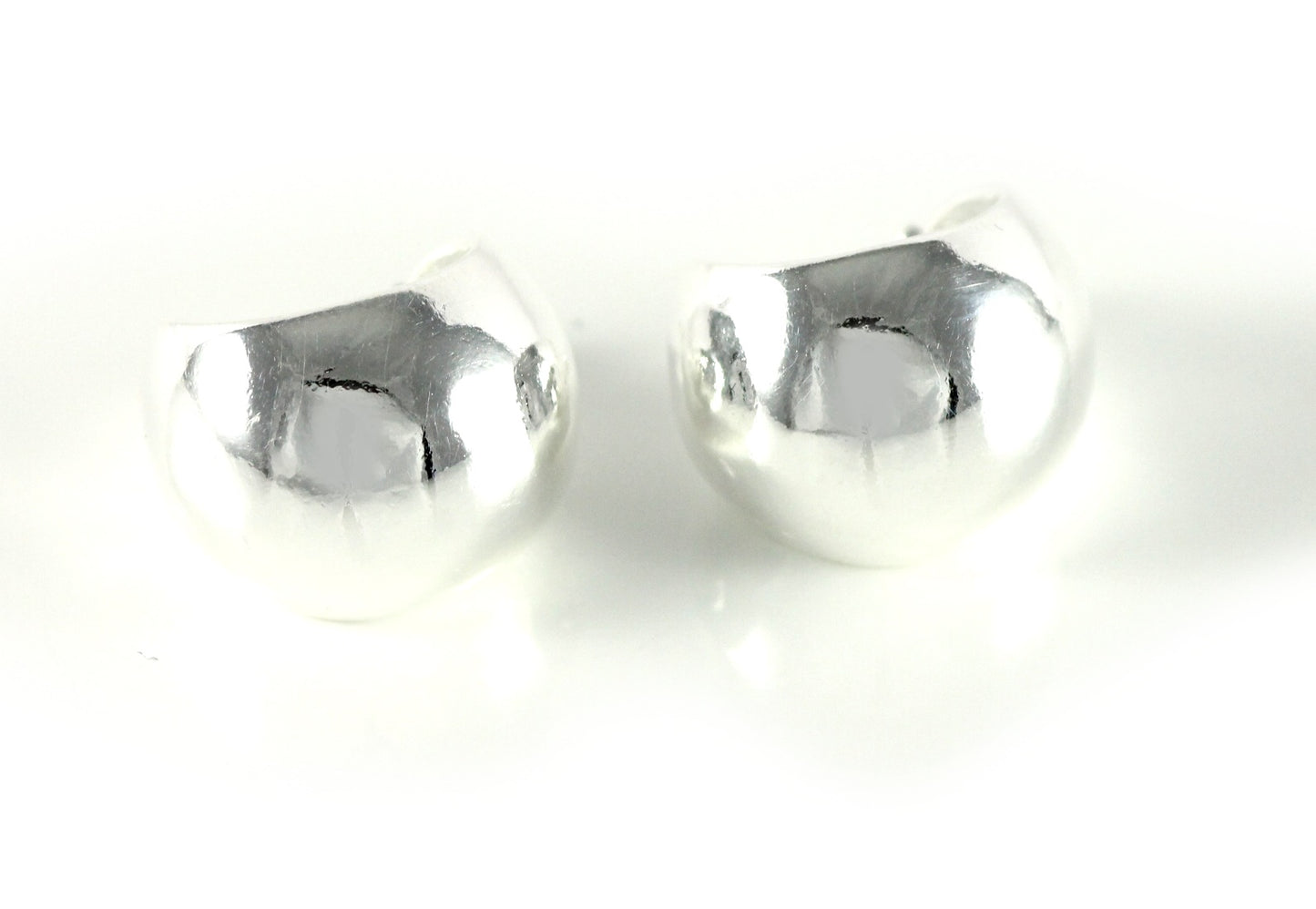 Damen Creolen Runde Ohrringe Ohrstecker Paar Fashion Style Silber Ø 13mm
