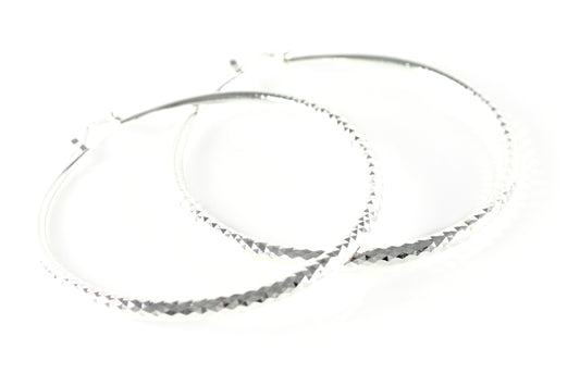 Fashion Silver Large Ladies Round Earrings Hoop Earrings Studs Style Ø 62mm