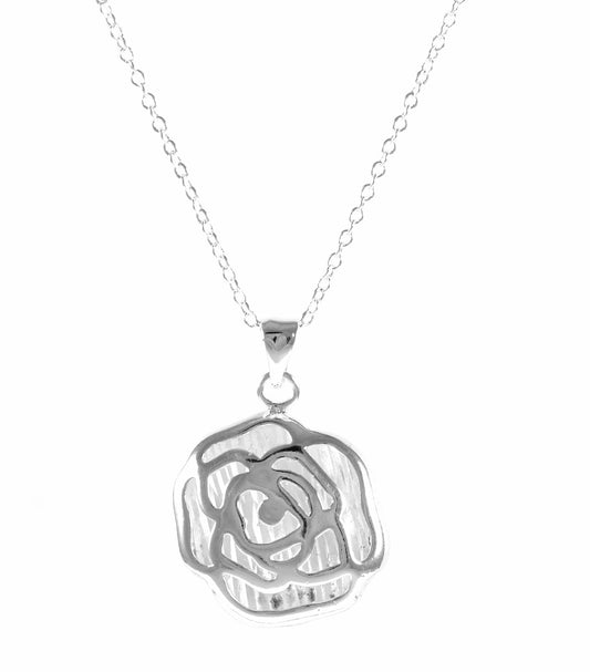 3D ladies rose silver necklace with pendant gift set Ø 28mm