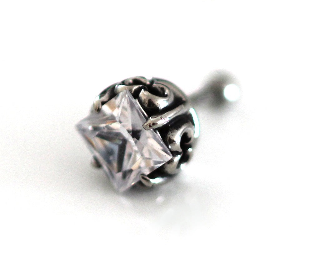 3D Skull Fake Plug Crown Rhinestone Tunnel Silver Ear Stud Earring Rock Gothic Ø 10mm