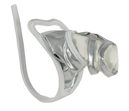 Wetlook Men's C-String Thong Silver Glitter Straps Open Patent Leather Lingerie S/M/L