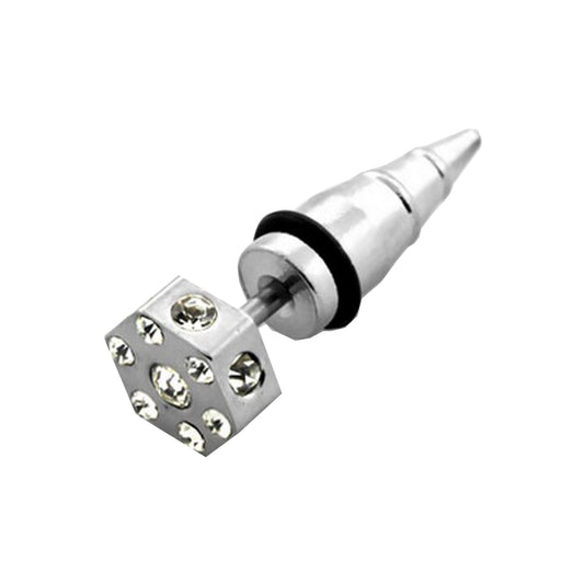 1 pair of rhinestone fake plug crystals lace ear studs gothic earring piercing 8mm