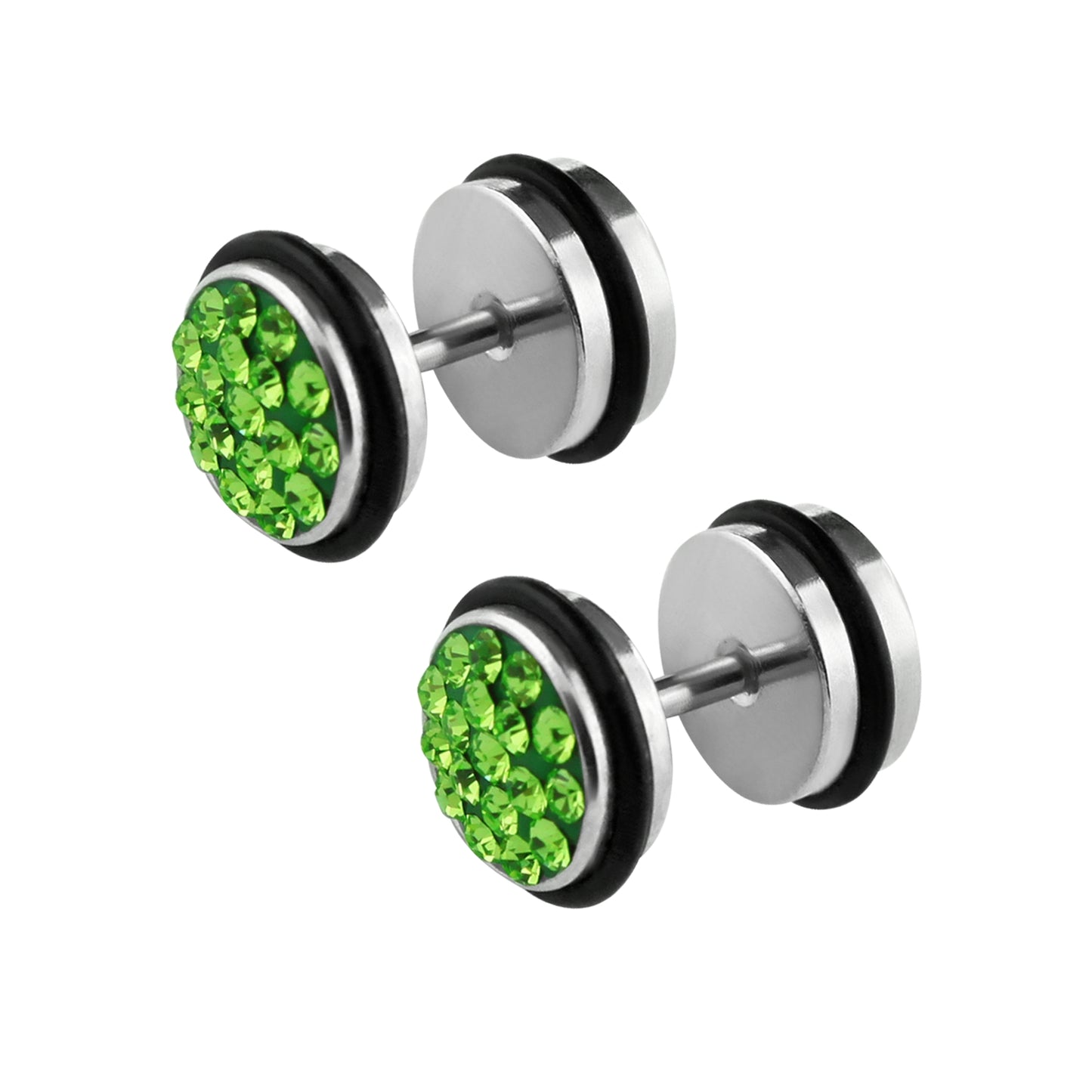 1 Paar Fake Plug Tunnel Unisex Strass Zirkonia Ohrstecker Ohrringe Edelstahl