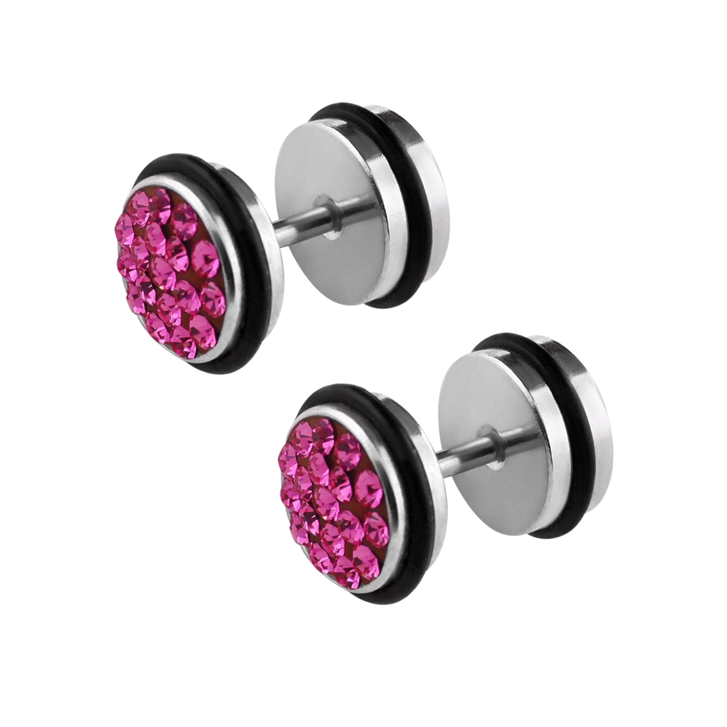 1 Paar Fake Plug Tunnel Unisex Strass Zirkonia Ohrstecker Ohrringe Edelstahl