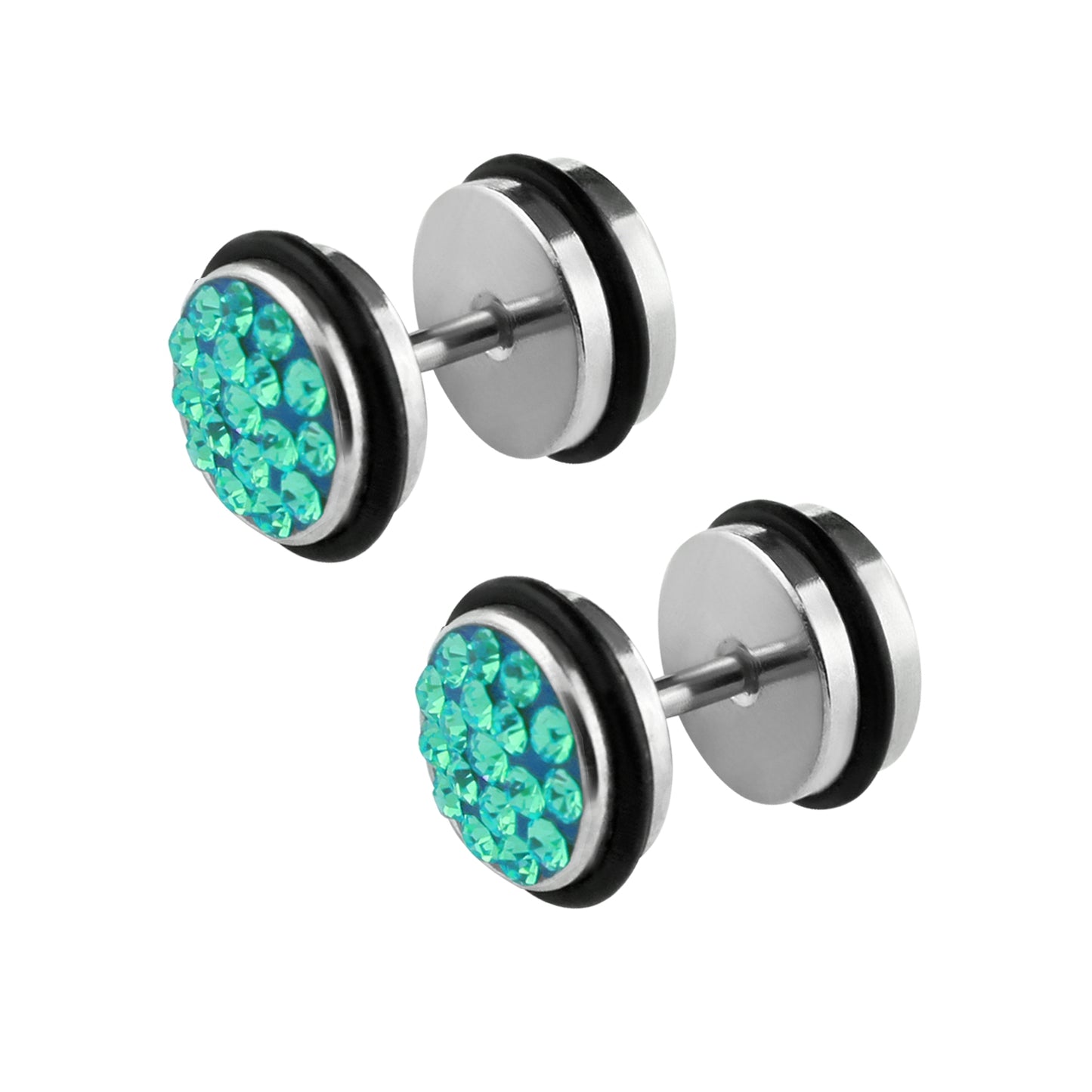 1 Paar Fake Plug Tunnel Unisex Strass Zirkonia Ohrstecker Ohrringe Edelstahl