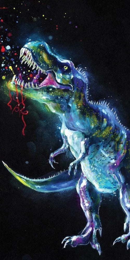 Strandtuch Dinosaurier Neon Kinder Unisex Handtuch Badetuch Duschtuch 70x140cm
