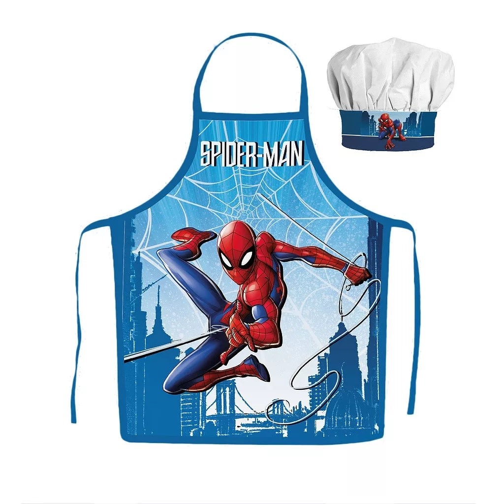 Spiderman Skyline Cooking Apron Children's Painting Apron Kindergarten Baking Set - JFK038376